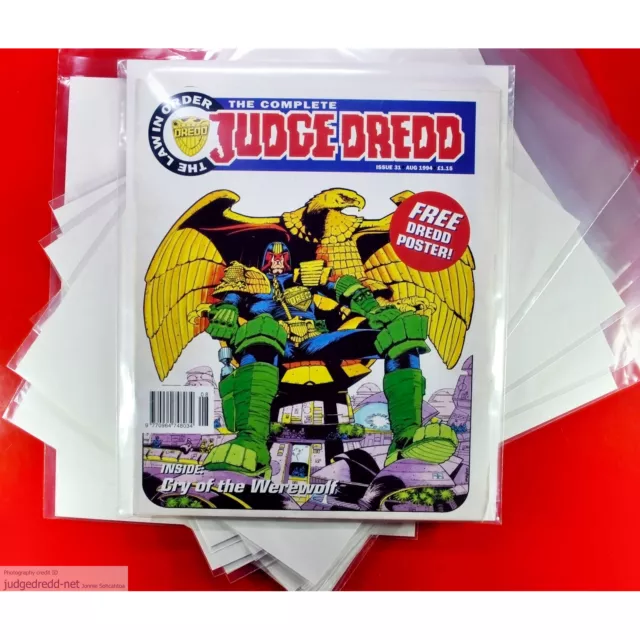 The Complete Judge Dredd Comic Bags ONLY / Sleeves Size2 for 2000AD Comics x 50