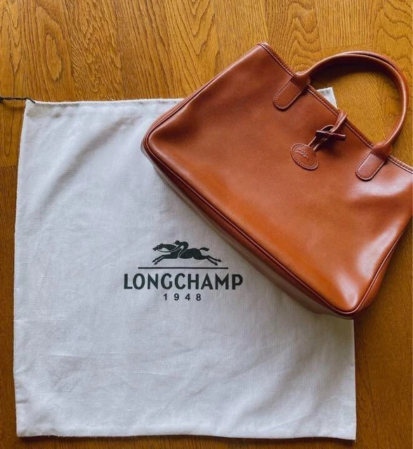 LONGCHAMP ROSEAU Brown Leather Tote bag Made in France w/dust bag