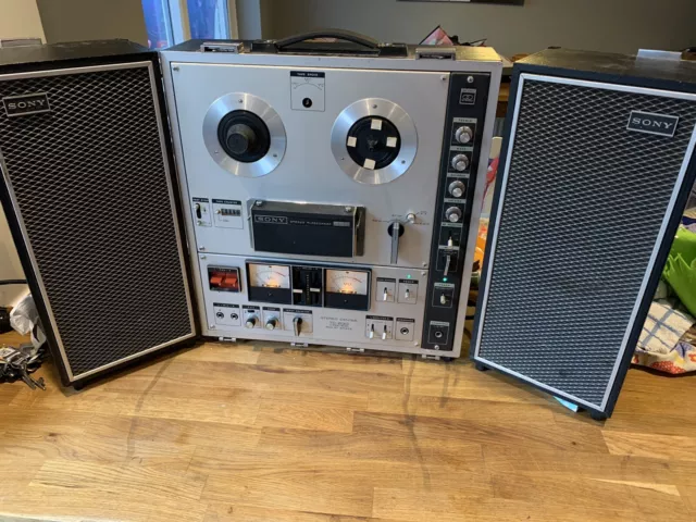 Vintage Sony TC-252W Reel to Reel Tape Recorder & SPEAKERS