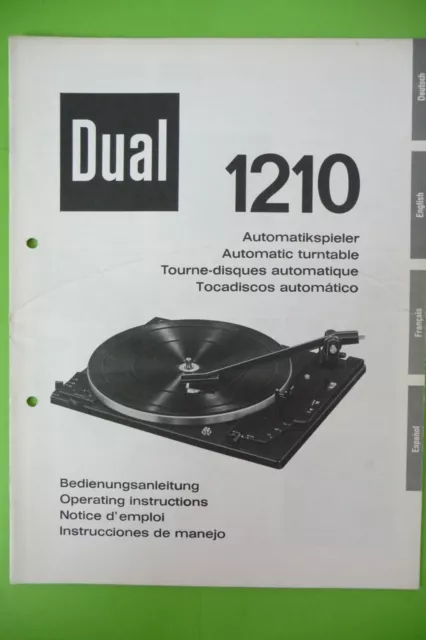 Bedienungsanleitung-Operator's Manuale per Dual 1210, Originale