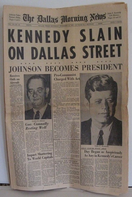 4 Dallas Morning News Kennedy Assassination Newspapers November 23 to 26, 1963