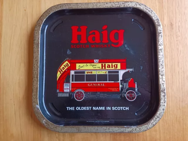 Vintage Haig Scotch Whisky Advertising Tin Serving Tray Home Bar