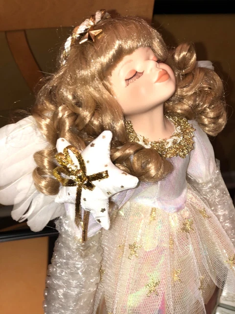 HERITAGE SIGNATURE COLLECTION "Angelica" KISSING FAIRY Porcelain 15" STAND,COA