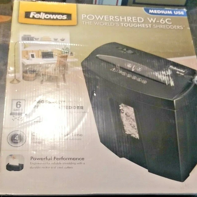 Fellowes Powershred W-6C Medium Use paper shredder Cross-Cut 6 sheet W/manual