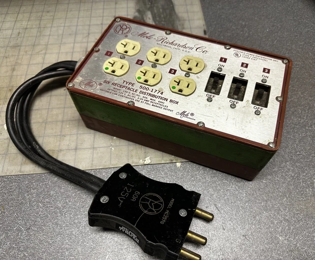 Mole-Richardson Six Gang TYPE 500-1774 Distribution Box to 100Amp Bates Male