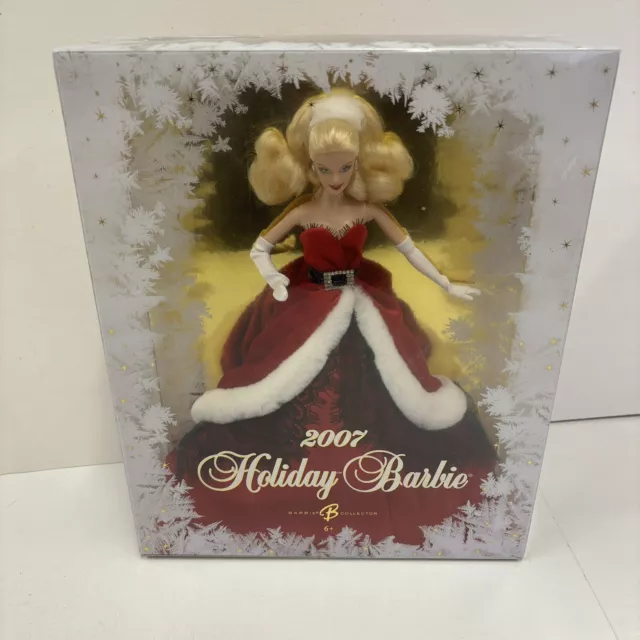 2007 Mattel Holiday Barbie Collector Doll Red Christmas Dress New In Box 