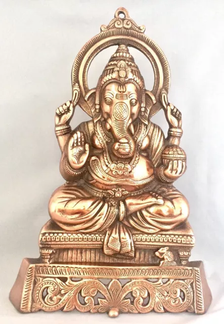 Ganesha large 38 cms Ganesh elephant face god Hinduism Bronze W/h Mouse statues