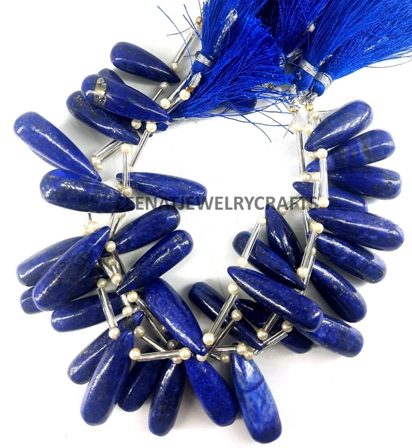 8 "Natural Blue Lapis Copper Smooth Drop Gemstone Beads Jewelry Making... 2