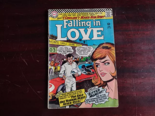 Falling In Love #82 1966 Romance Race Car Dc Comic Book