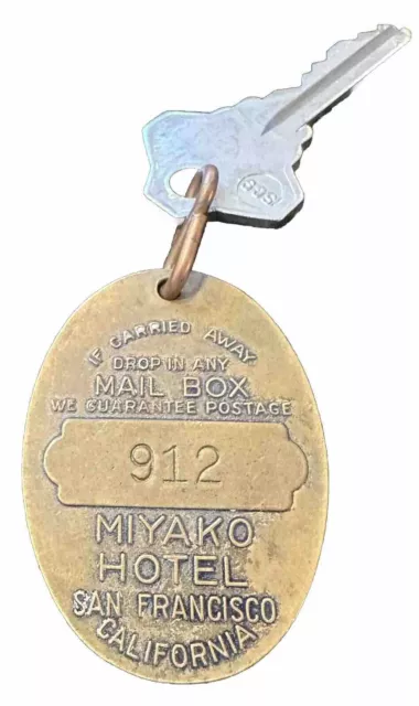 The MIYAKO Hotel San Francisco Room Key Fob Western International Hotel Brass