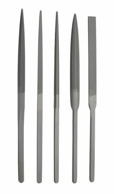 Grobet USA 5 Piece Habilis Cut 00 Swiss Pattern Needle 8-1/2" Jewelry File Set