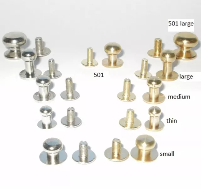 SAM BROWN browne POST SCREWS STUDS BRASS / NICKEL PLATED