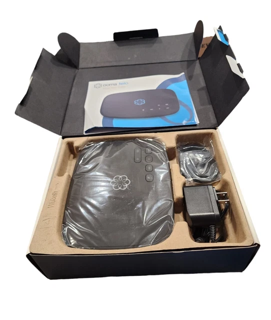 Ooma Telo Free Smart Home Phone Service Black New Open Box - w/ Ethernet & Power