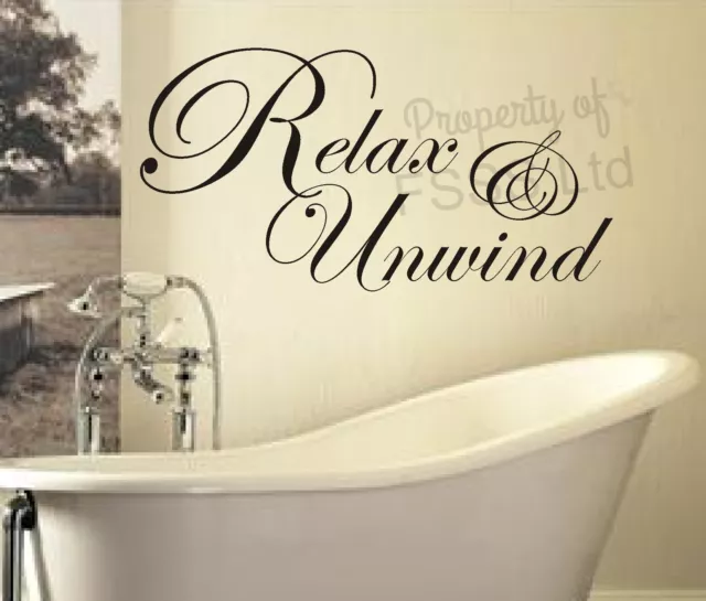 Unwind Relax Soak Bath Ed Quote Wall Art Sticker Decal Diy Home Bathroom