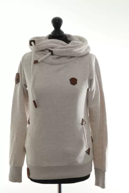 Naketano Damen Hoodie Sweatshirt Lecker Mädsche S beige Kapuze Sweat + Baumwolle