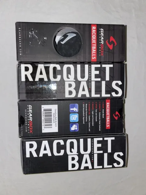GEARBOX Racquetball BLACK BALLS 4 boxes of 3-balls box balls/total of 12 Balls