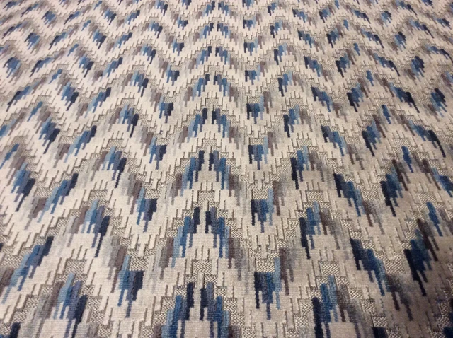Kravet Lee Jofa Baker Lifestyle Velvet Fabric Carnival Chevron Indigo 1.25 Yards