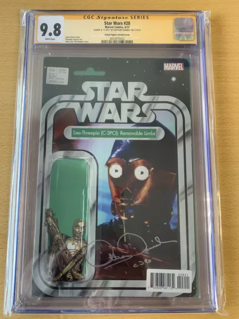 Marvel Star Wars #28 Action Figure Variant Signed Anthony Daniels CGC SS 9.8