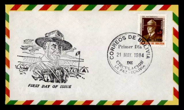 DR WHO 1984 BOLIVIA FDC BOY SCOUTS CACHET OVPT j95342