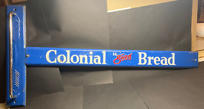 Vtg Advertising Colonial Bread Screen Door Push Pull General Store Country Sign