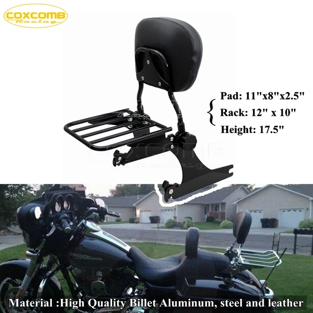 BLACK SISSY BAR Backrest Rear Luggage Rack For Harley Dyna Fat Bob FXDF