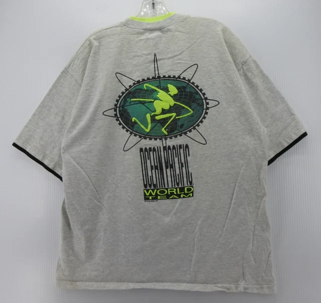 VINTAGE OCEAN PACIFIC Shirt Men XL Gray OP World Team 90s