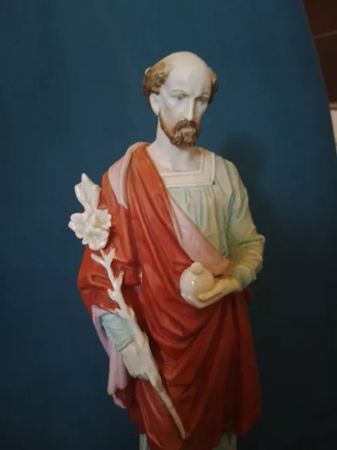 SAINT JOSEPH/ANCIENNE STATUE RELIGIEUSE/XIXème/H.36 cm/BISCUIT DE SAXE?ANDENNE?2 3
