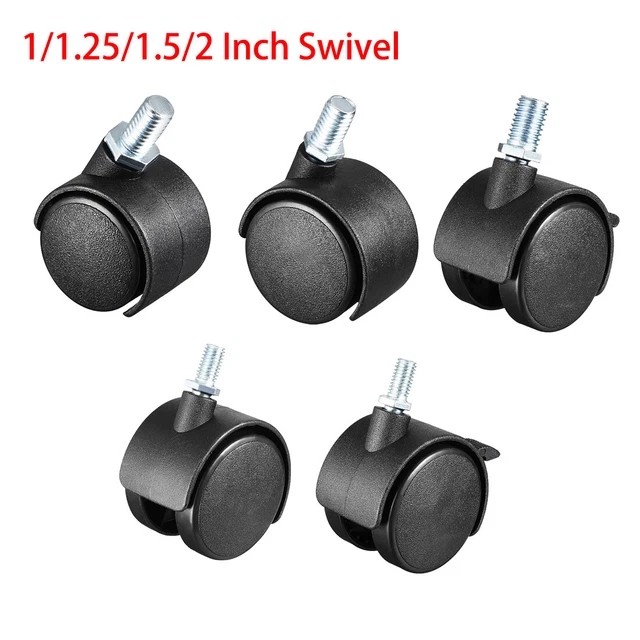 1/1.25/1.5/2 Inch Swivel Casters Nylon M8 x 13mm Threaded Wheels , 4 Pcs