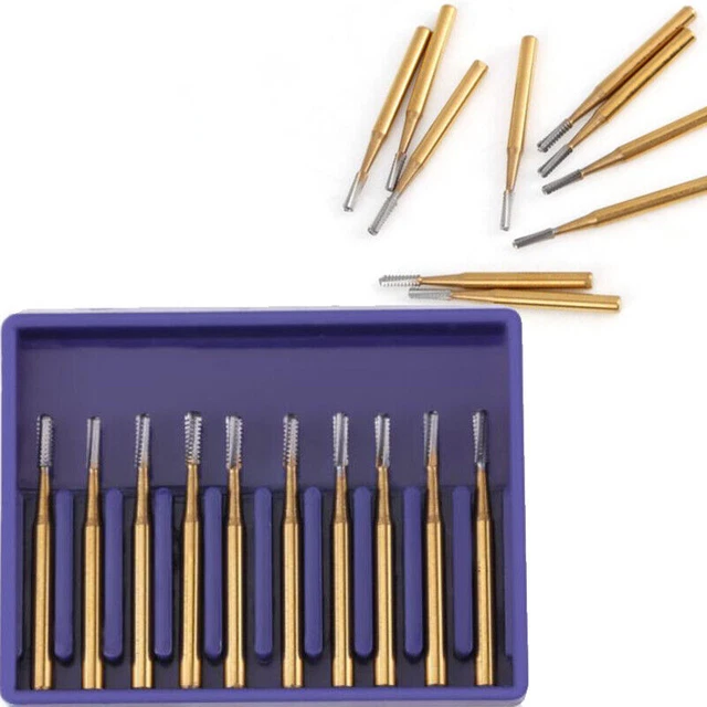 10pcs /set High Speed Dental Tungsten Steel Crown Metal Cutting Burs Cutting Bit