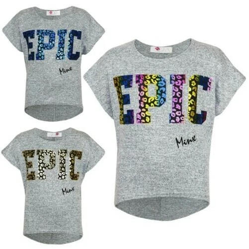 Bambine " Epic " Stampato Top Corto Elegante Moda Trendy Top Età 7-13 Anni