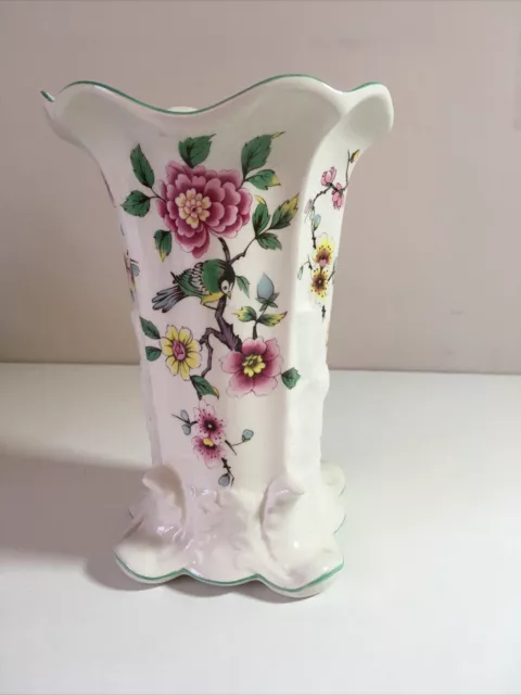 James Kent Old Foley "Chinese Rose" 7" Tall Fluted Vase