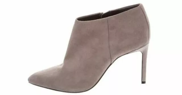 Lanvin Nubuck Pointed Toe 85mm Bootie, Gray Suede Zippered Ankle Boot 36.5 2