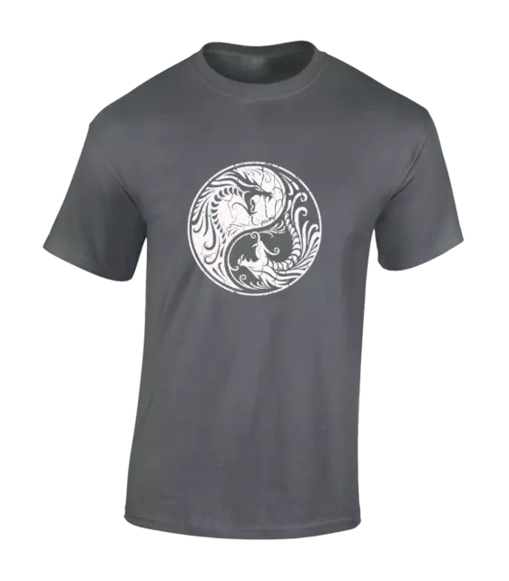 Dragons Yin Yang Mens T Shirt Vintage Chinese Symbol Japanese Dragon Top New