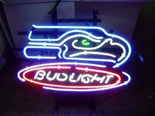 Seattle Seahawks Beer Logo 20"x16" Neon Sign Light Lamp With Dimmer
