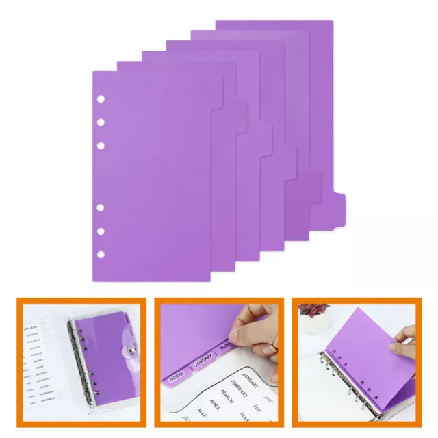 6 Ring Binder Dividers Plastic Insertable Index Tabs for Planner