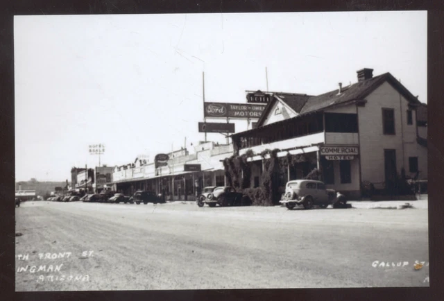 Real Photo Kingman Arizona Downtown Street Scene Old Cars Postcard Copy
