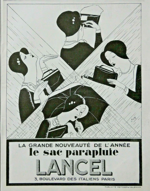 Publicité De Presse 1929 Le Sac Parapluie Lancel Nouveauté De L'année Art Déco