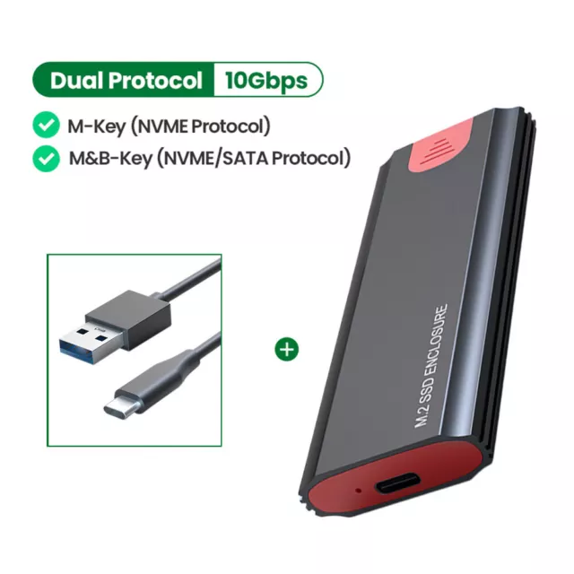 Dual Protocol M2 Ssd Case M.2 To USB Type C Adapter Box Mobile Hard Disk Box