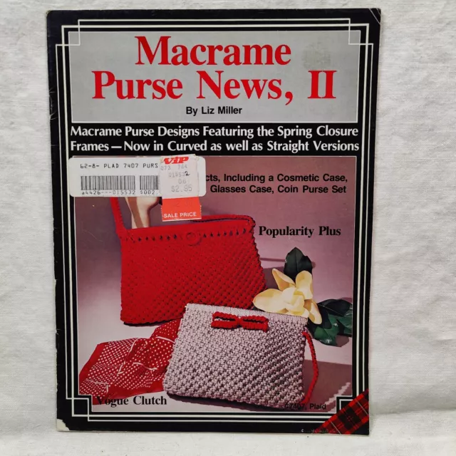 Raro De Colección 1979 BOLSO MACRAME NOTICIAS Vol 2 PROYECTOS BOLSO DE EMBRAGUE A CUADROS Libro a Cuadros # 7407