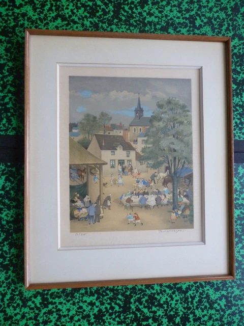 GRANDE LITHOGRAPHIE ANNÉES 1970 curiosa Venise paysage Italie signée