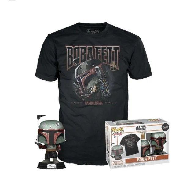 Funko POP! STAR WARS Mandalorian Boba Fett   + T-Shirt - M / Medium