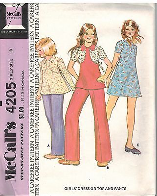 4205 Vintage Mccalls Cartamodello 1970s Ragazze Abito Top Pantaloni Step By Oop
