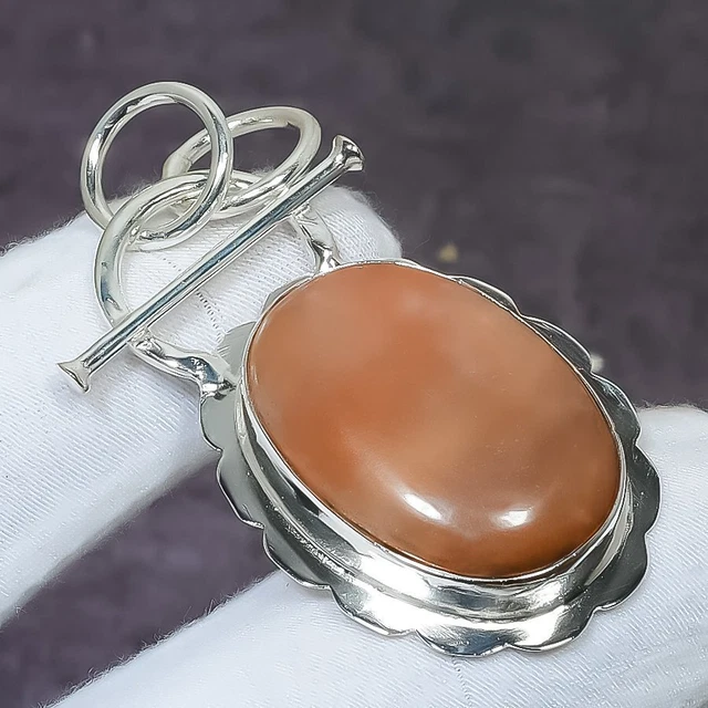 Orange Aventurine Gemstone 925 Sterling Silver Jewelry Pendant 1.97" Q824