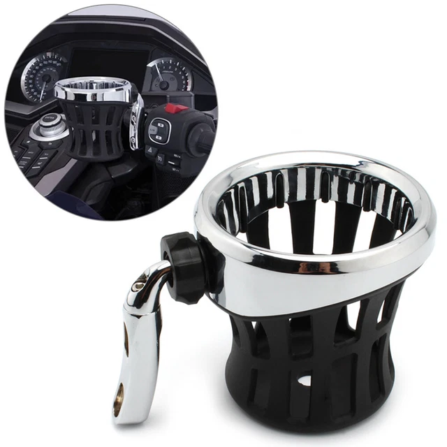 Motorcycle Handlebar Cup Holder Drink W/ Mesh Basket Mount For Harley Universal