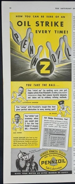 Magazine Ad* - 1940 - Pennzoil Motor Oil