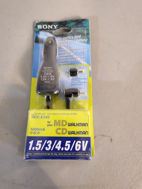 Genuine SONY DCC-E345 Car DC Adaptor 1.5 3 4.5 6 Volts for MD CD Walkman Sealed