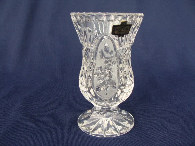 VINTAGE ZAJECAR CRYSTAL Yugoslavia 24 Lead Crystal Bud Vase 4 7 00 