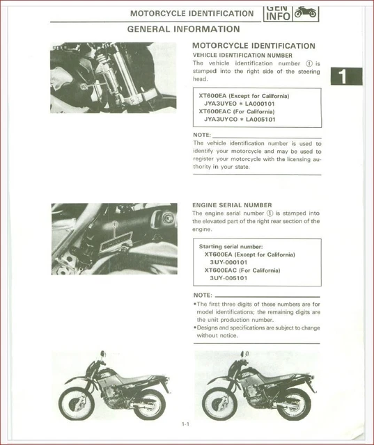 Manuale Officina Yamaha Xt 600 a/ac Eng