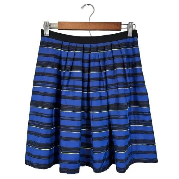 Jason Wu Miss Wu Blue Silk Skirt Stripe Print A-Line w/ Pockets, Size 8