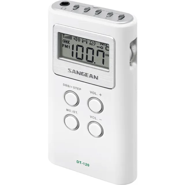 Sangean FM-Stereo / AM Personal Pocket Radio - Model DT120WH - Brand New